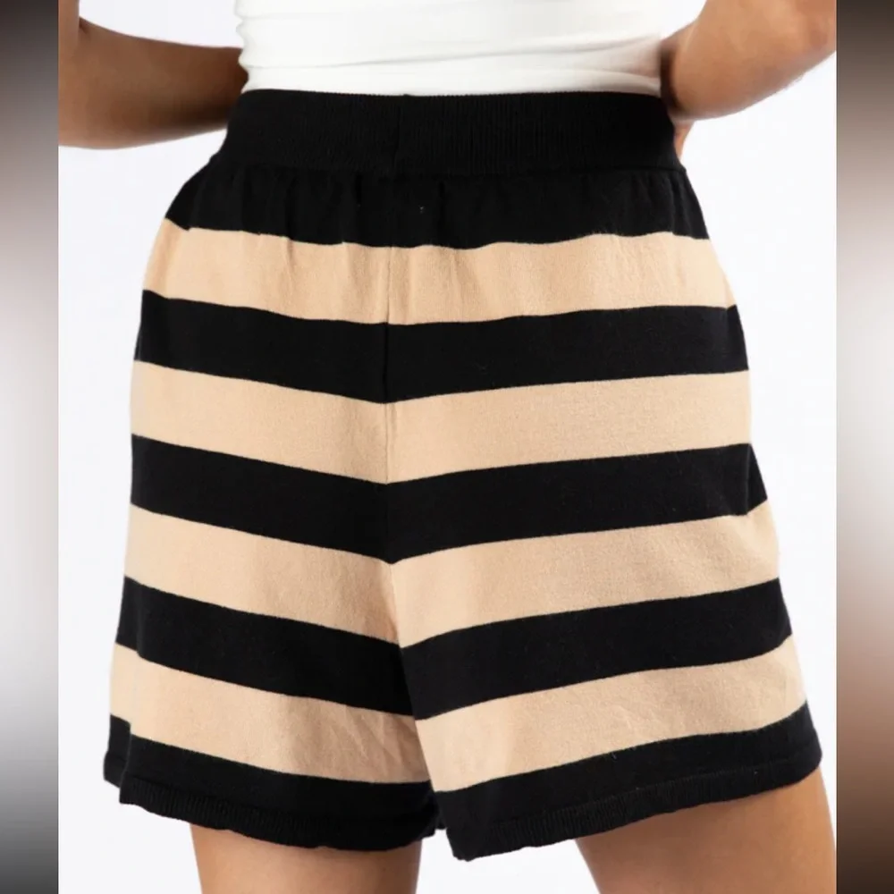 Black and Tan Striped Women's Shorts
